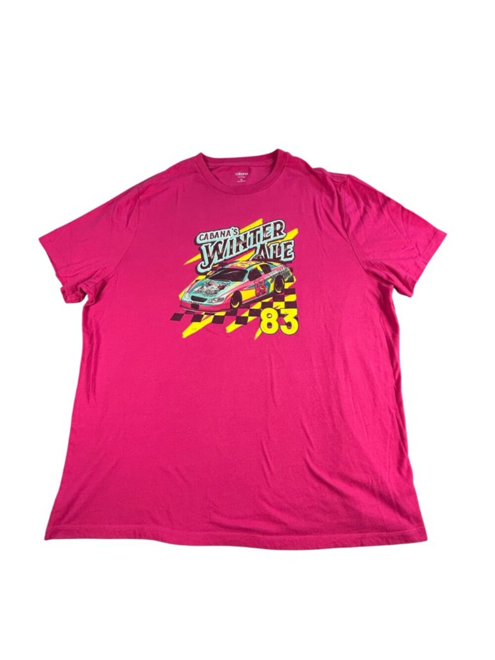 Cabana Winter Ale Racing T Shirt Sz XL 83 Crown & Ivy Pink Yellow Cotton Blend - Picture 2 of 8